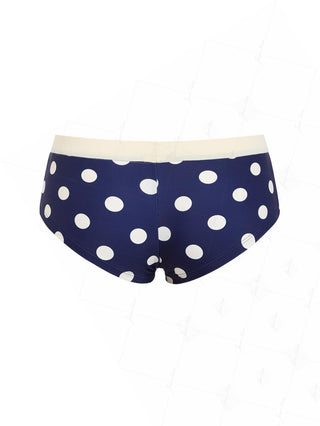 Deep Blue Polka Dot Bowknot Bikini Bottom Cheeky Swim Boyshorts