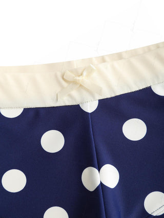 Deep Blue Polka Dot Bowknot Bikini Bottom Cheeky Swim Boyshorts