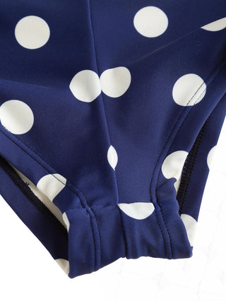 Deep Blue Polka Dot Bowknot Bikini Bottom Cheeky Swim Boyshorts
