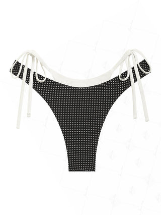 Black Pin Dot Jacquard Double Layer Bikini Bottom