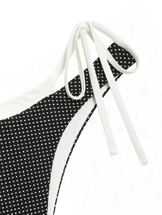 Black Pin Dot Jacquard Double Layer Bikini Bottom