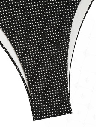 Black Pin Dot Jacquard Double Layer Bikini Bottom