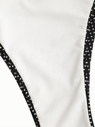 Black Pin Dot Jacquard Double Layer Bikini Bottom