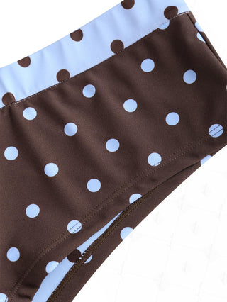 Sky Blue Polka Dot Bikini Bottom Cheeky Swim Boyshorts
