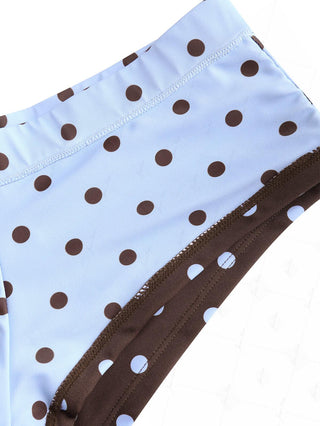 Sky Blue Polka Dot Bikini Bottom Cheeky Swim Boyshorts