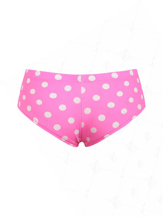 Hot Pink Polka Dot Bowknot Bikini Bottom Cheeky Swim Boyshorts