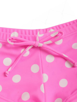 Hot Pink Polka Dot Bowknot Bikini Bottom Cheeky Swim Boyshorts