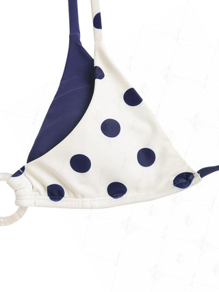 Cadetblue Contrast Color Polka Dot O Ring Double Layer Bikini Top