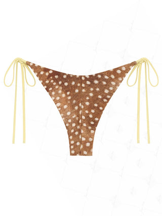 Brown Deer Print String Cheeky Brazilian Bikini Bottom