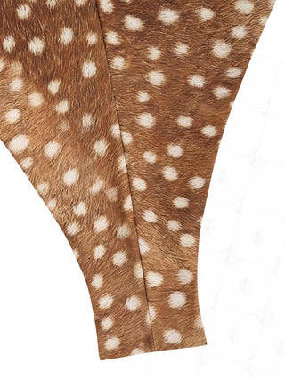 Brown Deer Print String Cheeky Brazilian Bikini Bottom