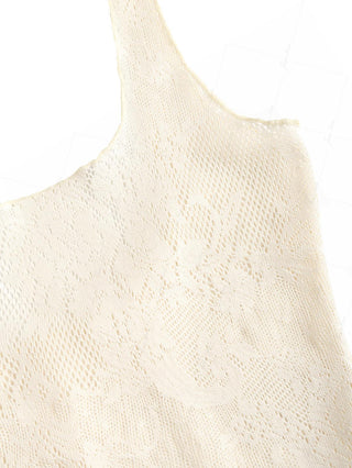 Crystal Cream Lace Low Cut Two-way Crop Tank Top