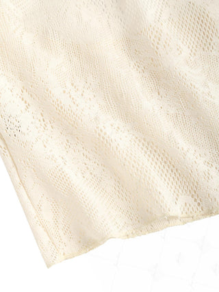 Crystal Cream Lace Low Cut Two-way Crop Tank Top