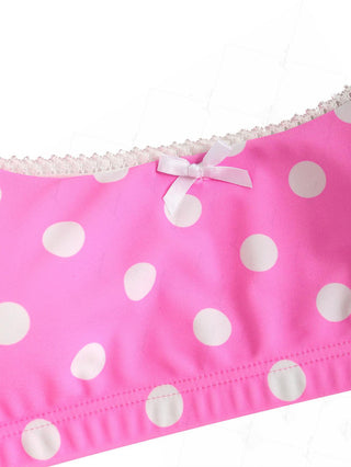 Hot Pink Polka Dot Lace Bowknot Bralette Bikini Top