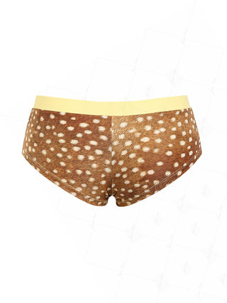 Brown Deer Print Bowknot Bikini Bottom Cheeky Swim Boyshorts