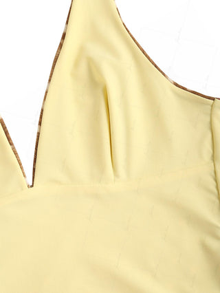 Brown Deer Print Bowknot Halter Tied Back Reversible Tankini Top