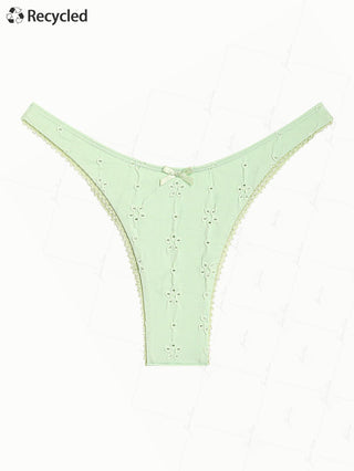 Light Green Recycled Fabric Jacquard Lace Bowknot Cheeky Bikini Bottom