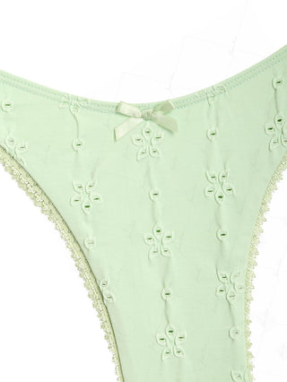 Light Green Recycled Fabric Jacquard Lace Bowknot Cheeky Bikini Bottom