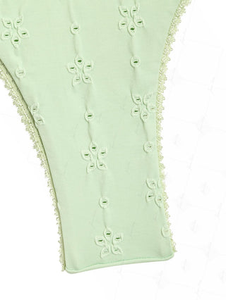Light Green Recycled Fabric Jacquard Lace Bowknot Cheeky Bikini Bottom