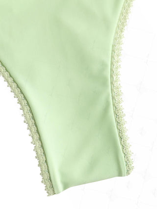 Light Green Recycled Fabric Jacquard Lace Bowknot Cheeky Bikini Bottom