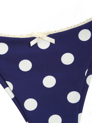 Deep Blue Polka Dot Lace Bowknot String Cheeky Brazilian Bikini Bottom