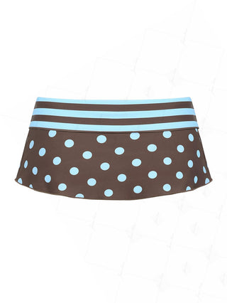 Coffee Striped Polka Dot Bowknot Micro Cover Up Swim Skirt