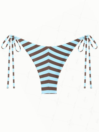 Coffee Striped Polka Dot Print Reversible Cheeky Brazilian Bikini Bottom