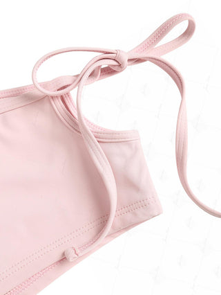 Pink Solid Color Cutout Tie Side Bikini Bottom Cheeky Swim Boyshorts