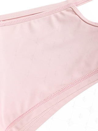 Pink Solid Color Cutout Tie Side Bikini Bottom Cheeky Swim Boyshorts