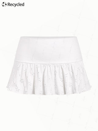 White Recycled Fabric Jacquard Foldover Cover Up Skirt