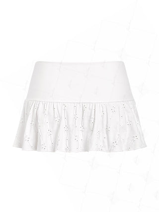 White Recycled Fabric Jacquard Foldover Cover Up Skirt