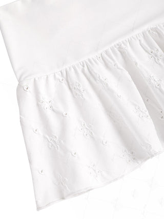 White Recycled Fabric Jacquard Foldover Cover Up Skirt