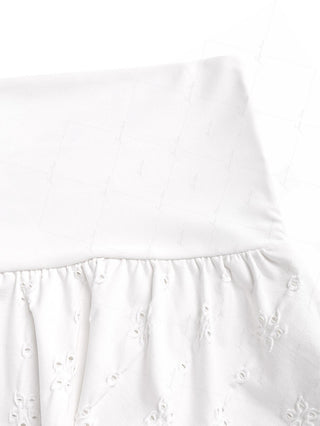 White Recycled Fabric Jacquard Foldover Cover Up Skirt