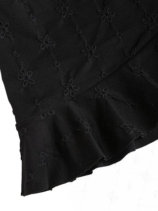 Black Recycled Fabric Jacquard Ruffles Hem Sarong Style Cover Up Skirt