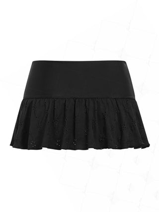 Black Recycled Fabric Jacquard Foldover Cover Up Skirt