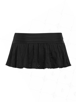 Black Recycled Fabric Jacquard Foldover Cover Up Skirt