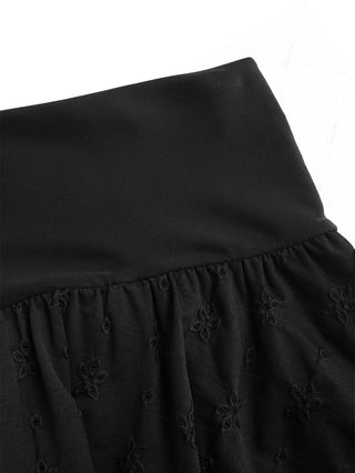 Black Recycled Fabric Jacquard Foldover Cover Up Skirt