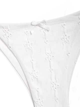 White Recycled Fabric Jacquard String Cheeky Brazilian Bikini Bottom