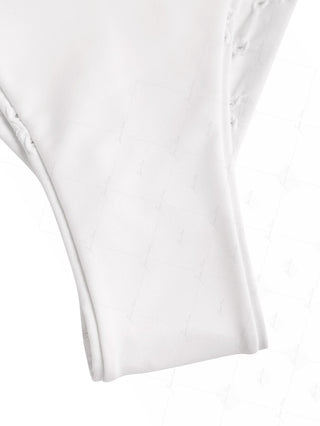 White Recycled Fabric Jacquard String Cheeky Brazilian Bikini Bottom