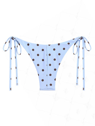 Sky Blue Polka Dot Reversible String Cheeky Brazilian Bikini Bottom