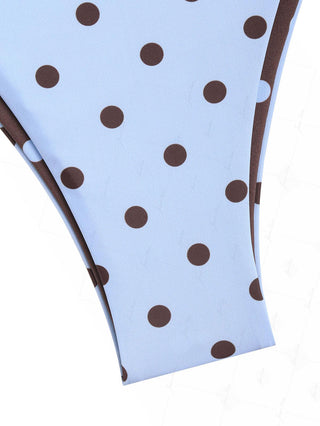 Sky Blue Polka Dot Reversible String Cheeky Brazilian Bikini Bottom
