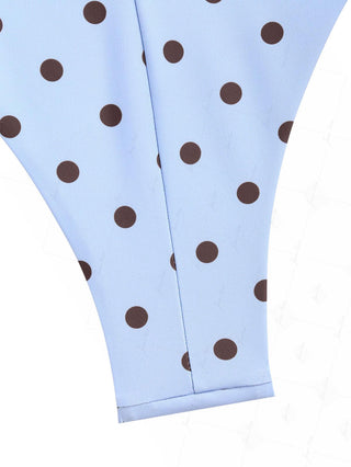 Sky Blue Polka Dot Reversible String Cheeky Brazilian Bikini Bottom