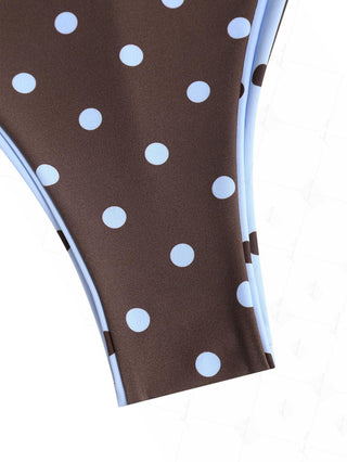 Sky Blue Polka Dot Reversible String Cheeky Brazilian Bikini Bottom