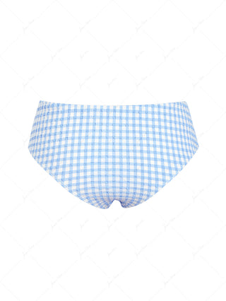 Light Blue Gingham Grommet Lace Up Bikini Bottom