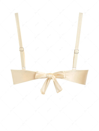 Champagne Satin Ruched Underwire Push Up Bikini Top
