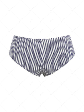Deep Blue Polka Dot Print Lace Up Bikini Bottom Cheeky Swim Boyshorts