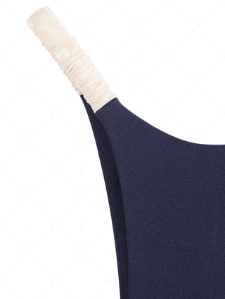 Deep Blue Contrast Color Cheeky Bikini Bottom