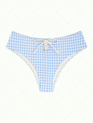 Light Blue Gingham Grommet Lace Up Bikini Bottom