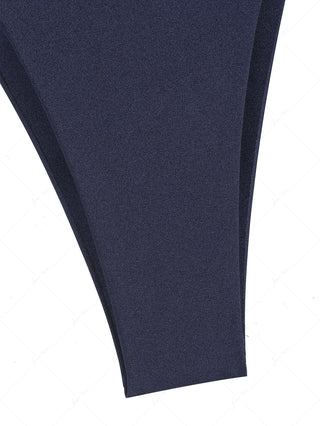 Deep Blue Contrast Color Cheeky Bikini Bottom
