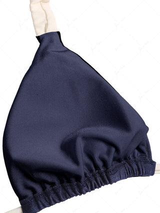 Deep Blue  Contrast Color Triangle Bikini Top