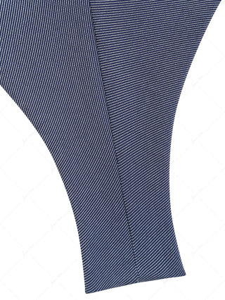 Deep Blue Denim Lace Bowknot Triangle Top & Cheeky Brazilian Bottom Bikini Set